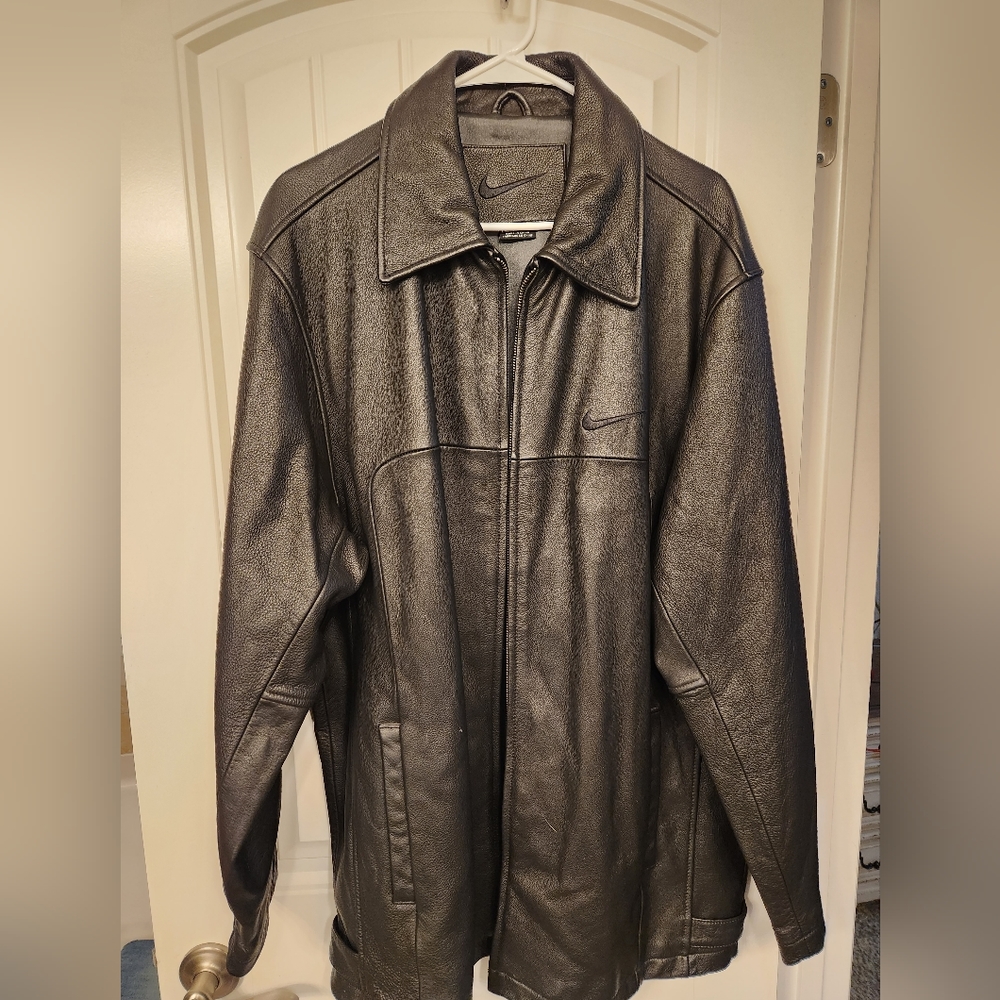 Nike Black Leather Coat Men's XL